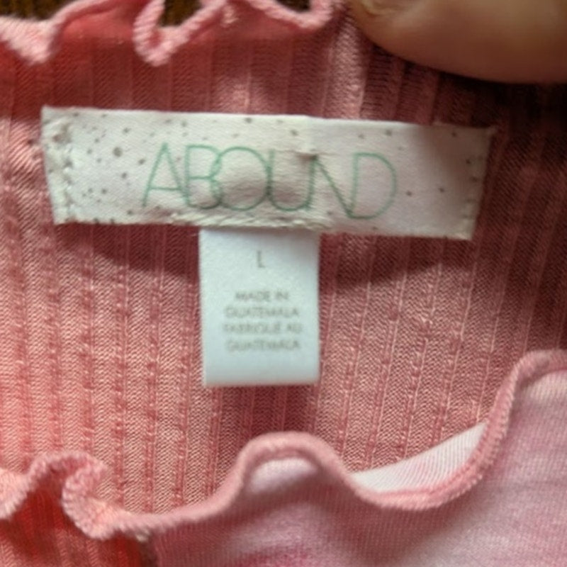 NEW Abound pink crop top lettuce edge short sleeve Size Large Tshirt