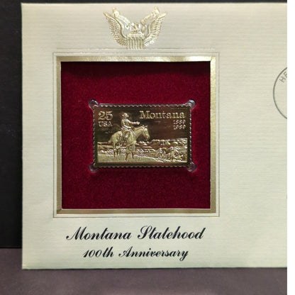 Golden Replicas of United States Stamps Collectible 22kt Gold 1988 MONTANA