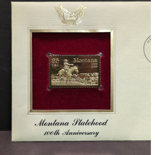 Golden Replicas of United States Stamps Collectible 22kt Gold 1988 MONTANA