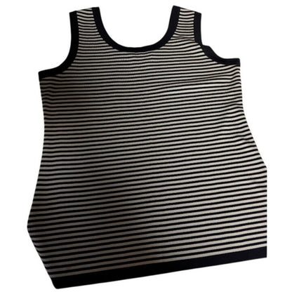 Exclusiely misook Size Medium Sleeveless tank top blue cream striped scoop neck
