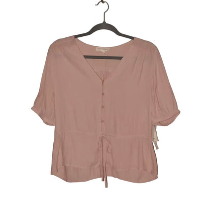 TREASURE & BOND NEW $69 Short Sleeve V-Neck Button-Up Top Pink Smoke LARGE NEW
