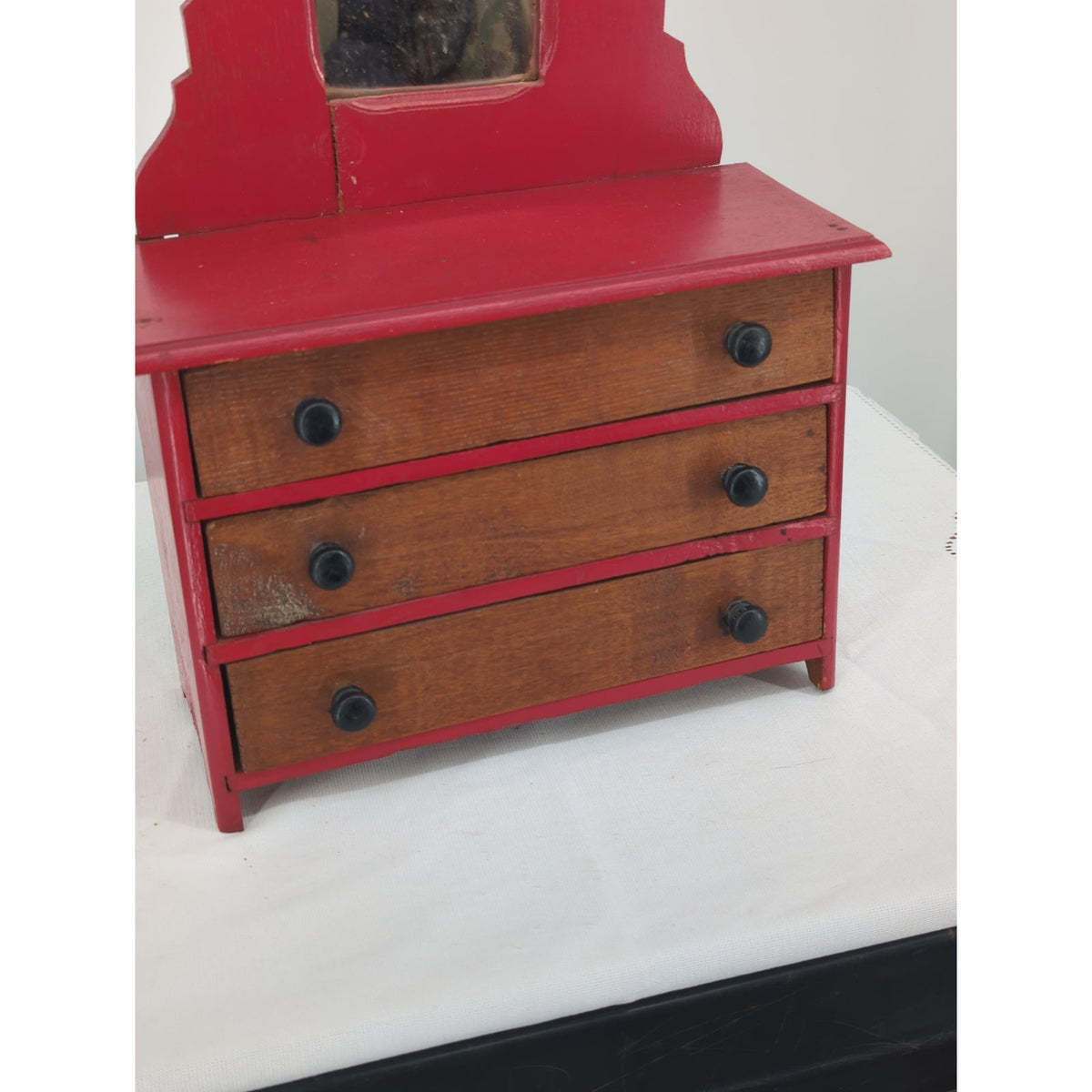 Charming 11" Tall Vintage Salesman Sample Miniature Dresser-Top Chest of Drawers