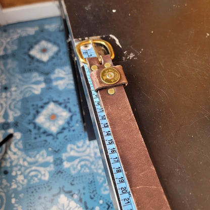 Kevin's Thomasville GA 38 Brass Winchester buckle Leather brown 1 1/2" Belt