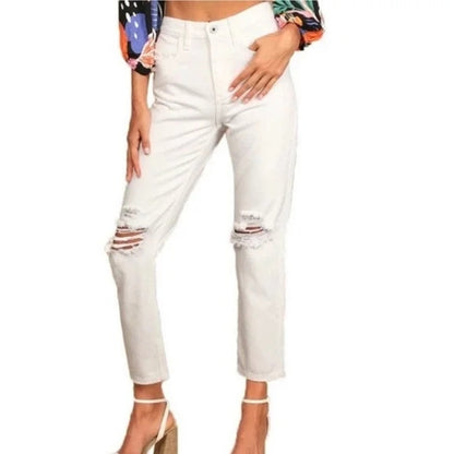 AFRM Distressed High Rise Ankle Skinny Button Fly Jeans Size 32  in White NWT