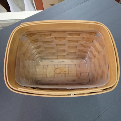 Vintage Longaberger Handwoven Rectangular Basket with Plastic Liner Dresden Ohio