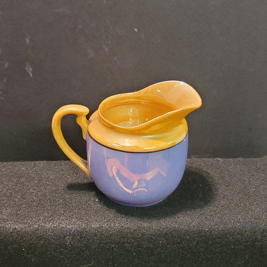 Takito Golden Orange Blue Lusterware Vintage Japanese Creamer 3 3/4"