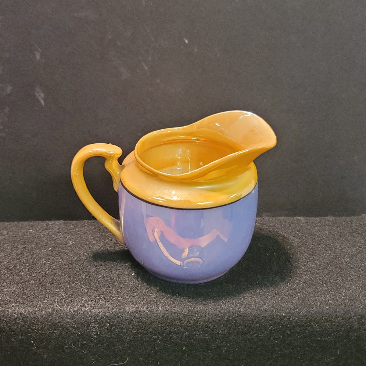 Takito Golden Orange Blue Lusterware Vintage Japanese Creamer 3 3/4"