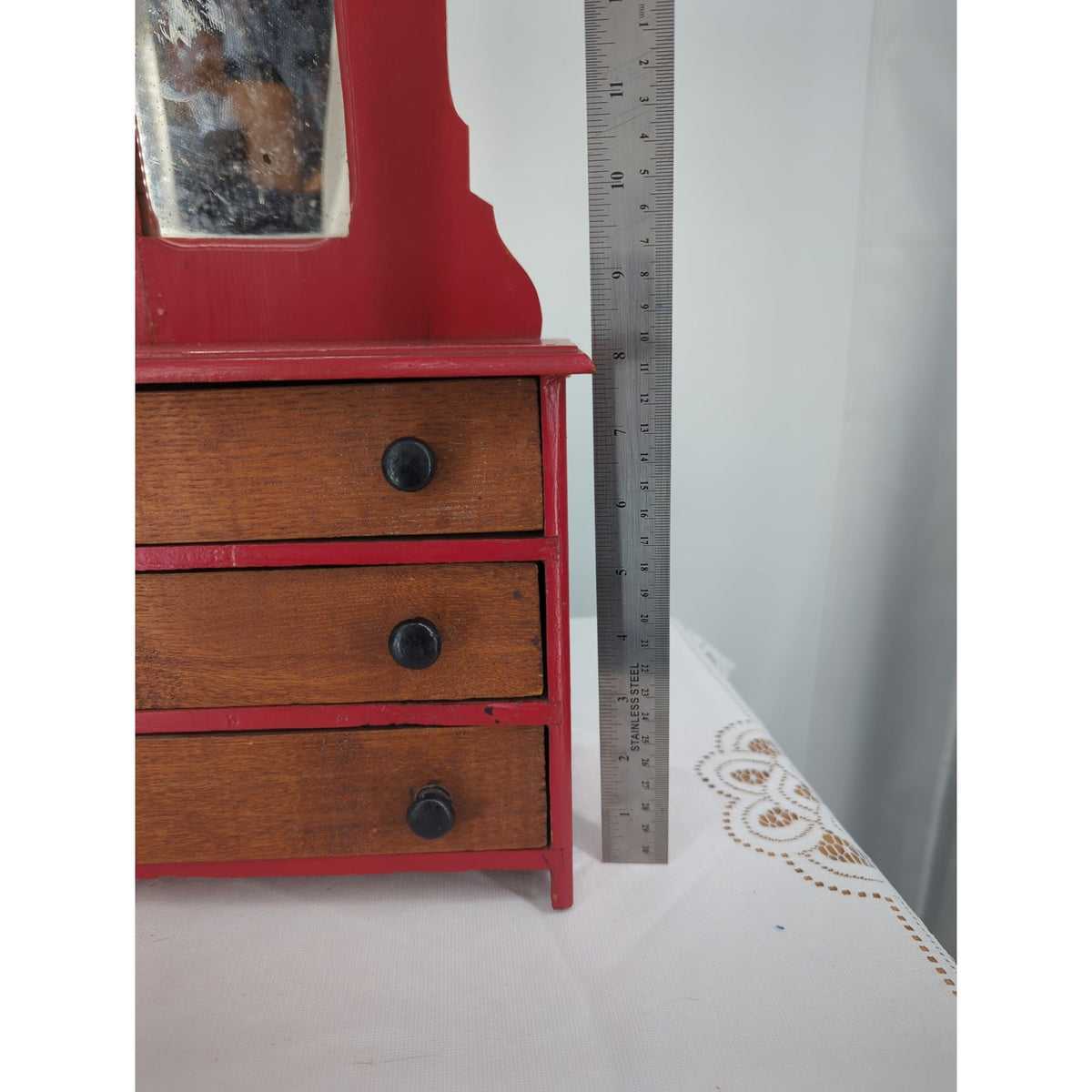 Charming 11" Tall Vintage Salesman Sample Miniature Dresser-Top Chest of Drawers