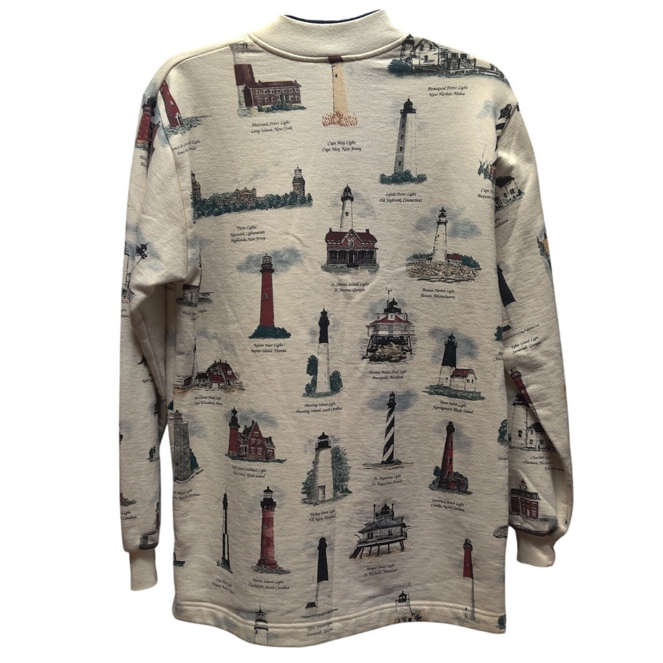 Art Unlimited Sportswear Vintage Lighthouse Full Button Up Sweatshirt Medium