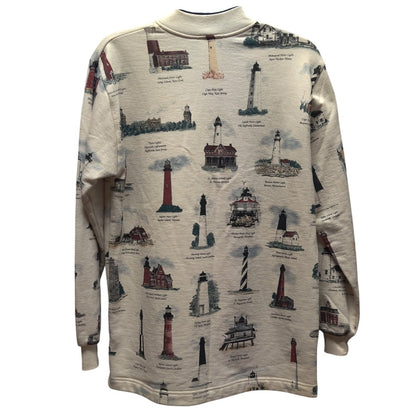 Art Unlimited Sportswear Vintage Lighthouse Full Button Up Sweatshirt Medium