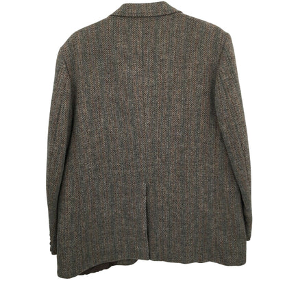 VINTAGE Charles Gregory Tweed BrownBlue Herringbone Wool Blazer Jacket Med/Large