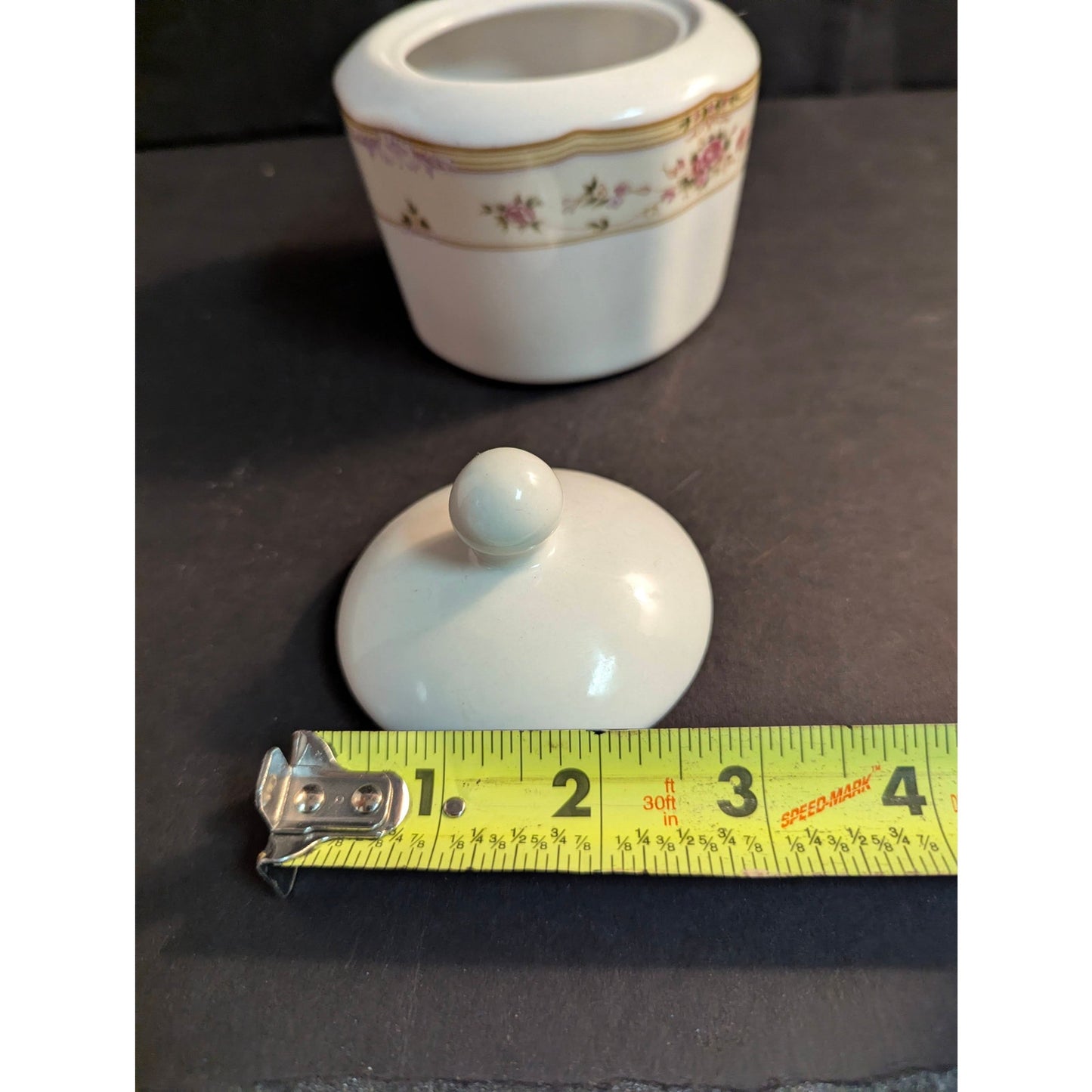 Vintage Lynne Fine China Lidded Sugar Bowl Floral Gold Trim French Country