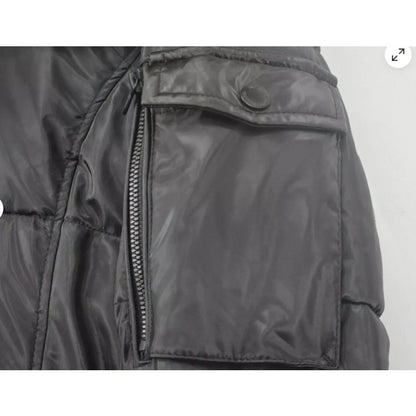 Noize Removable Hood Puffer Coat Long Sleeves Two Way Zip Flap Small vegan
