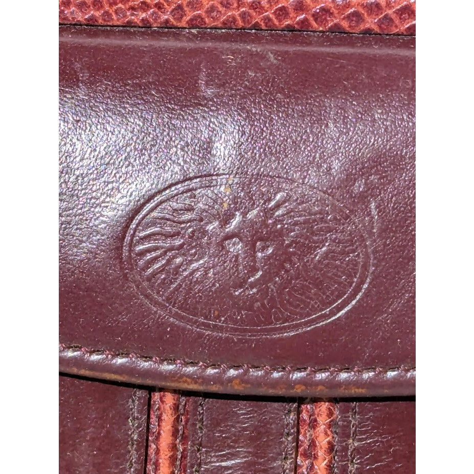 Vintage Anne Klein Lion Logo Burgundy Leather Kiss Lock Wallet 1990s