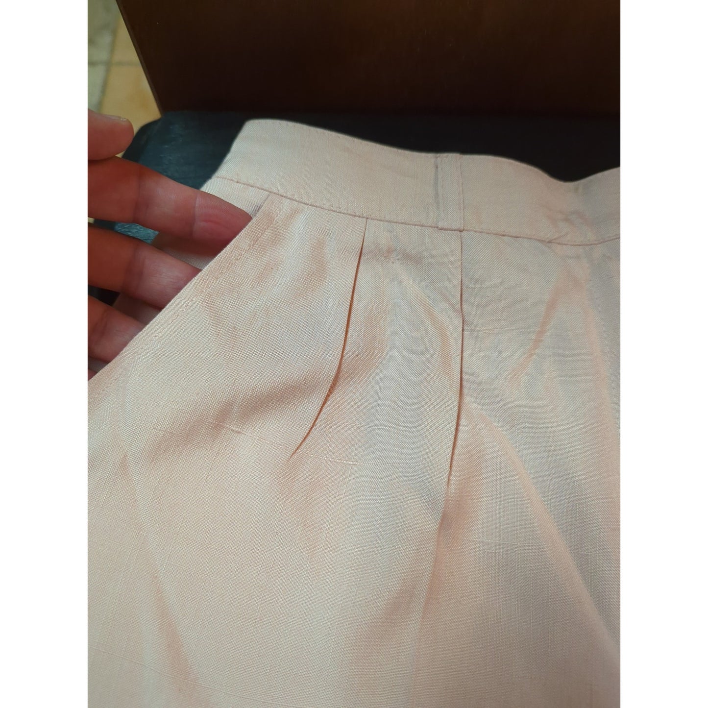 Herve Bernard Pink Linen Size 4 Lined Pants Pleated Front High Waist lined
