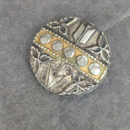 LOT R of 10 Antique Vintage Victorian Brass Mixed Materials Buttons ESTATE FIND