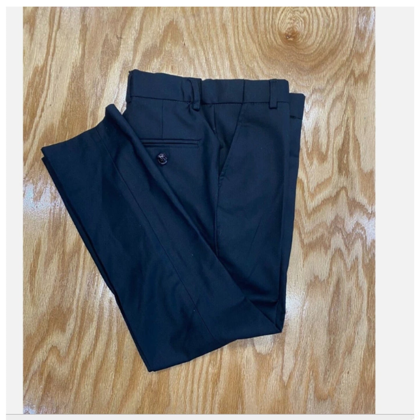 Perry Ellis Boys Dress Pants Size 8 Black Straight Slim Fit Slash Pockets Formal