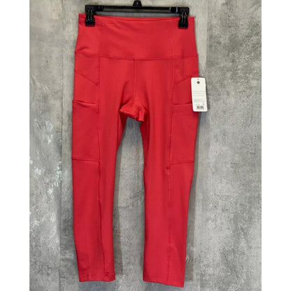 APANA Women's Teaberry Solid High-Waist Side Pocket Pull-On Capri Leggings LARGE