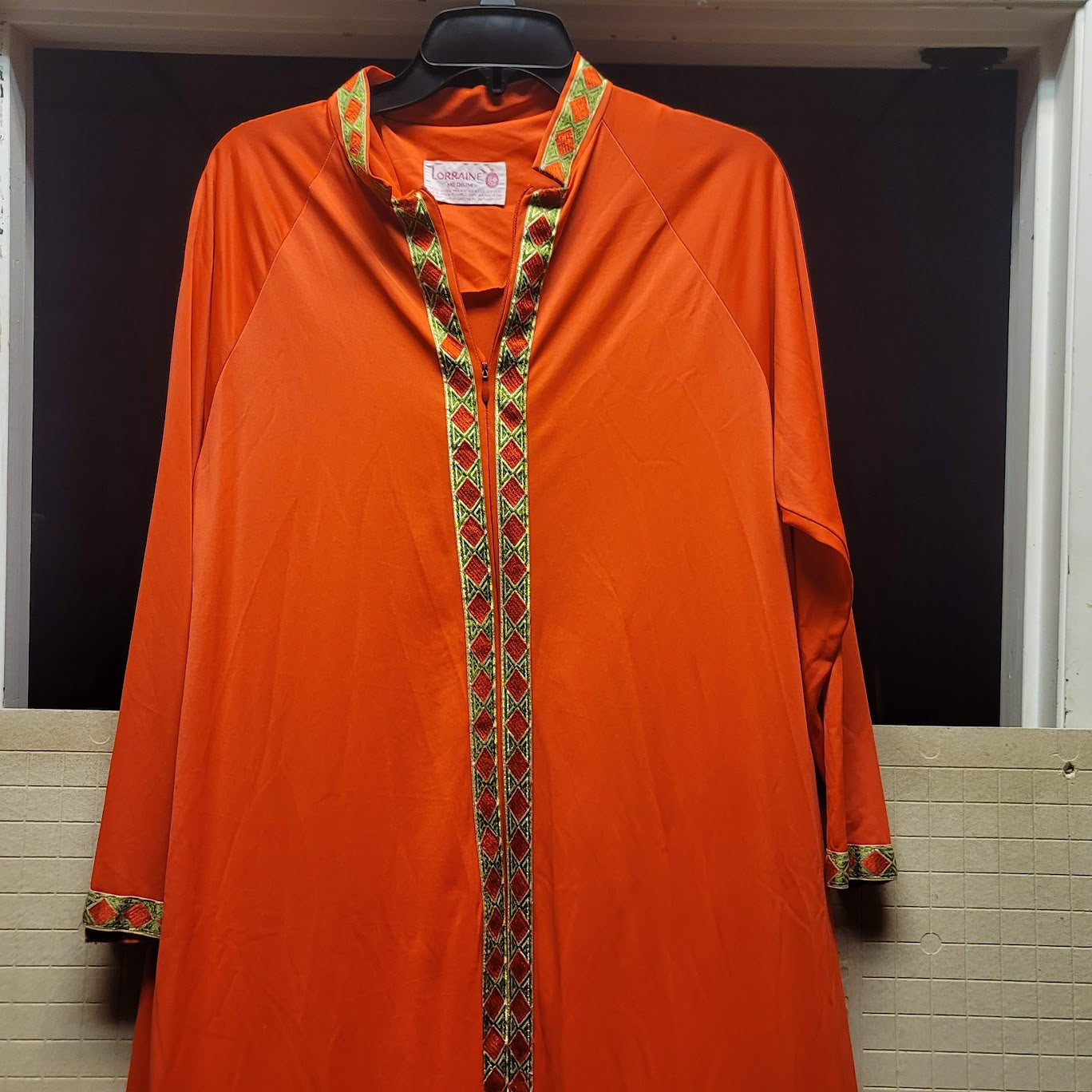 Lorraine Medium Vintage Gold Orange Robe House Coat Long Sleeve Maxi KAFTAN