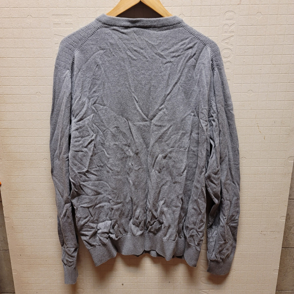 Cutter & Buck Gray Men's V-neck Long sleeve sweater LARGE 100% Cotton NEW Ribbed