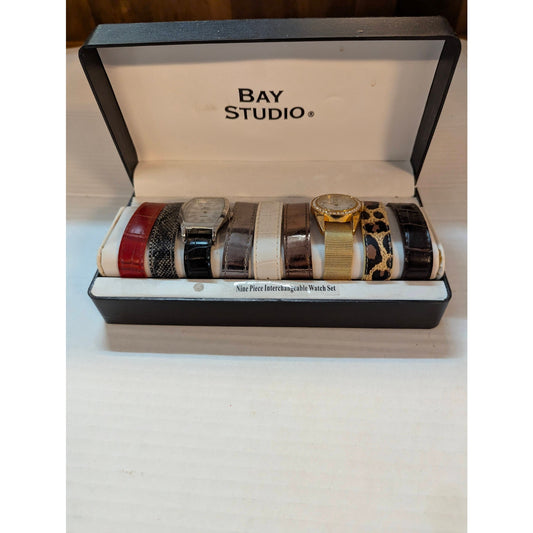 Vintage Bay Studio Interchangeable Watch Gift Set 5 Bands 2 Bezels cases