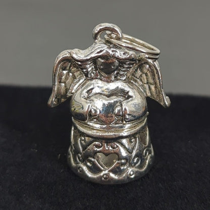 Vintage Antiqued Pot Metal Angel Poison Box Charm One Inch Detailed Wings Gothic