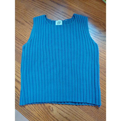 Vintage Gap Blue Ribbed Knit Sweater Vest Tank Top 90s Grunge Minimalist Medium
