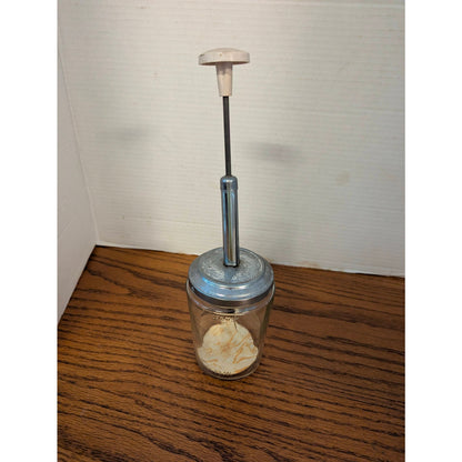 Vintage Acme Glass Jar Butter Churn / Cream Whipper Chopper Kitchenware