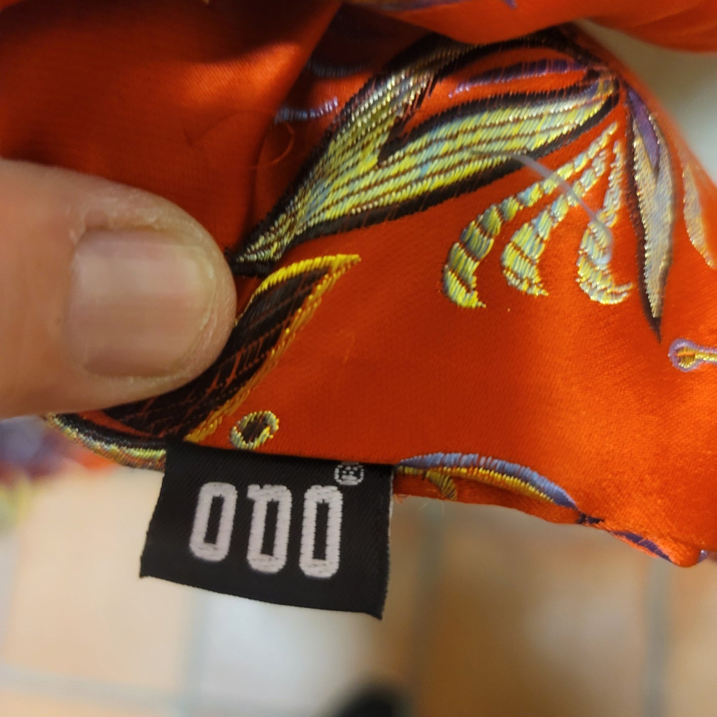 ODO Heavily embroidered silken feel mens shirt red floral Large short sleeve
