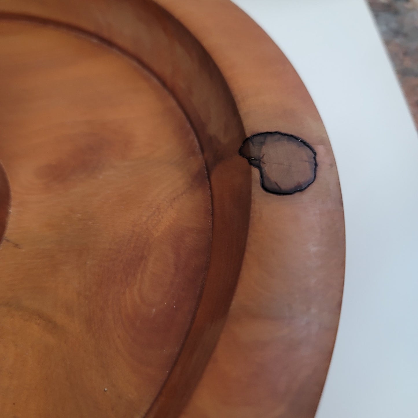 New Zealand hand turned MATAI WOOD rimmed serving dish tray SIGNED condiment pot