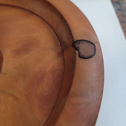 New Zealand hand turned MATAI WOOD rimmed serving dish tray SIGNED condiment pot