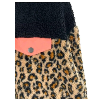 BP. Nordstrom Color Block Pullover Jacket Leopard Pink Black ExtraSmall NEW XS