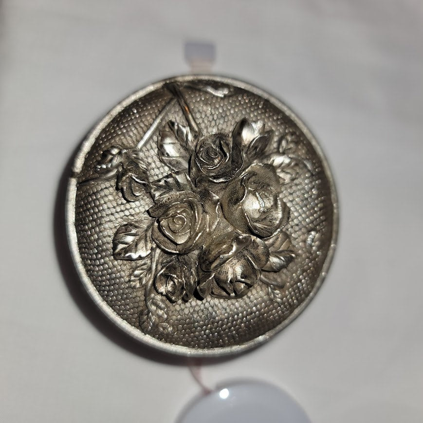 Jewelry Trinket Box Vanity Box Art Nouveau Style Resin Repousse Silvertone Lined