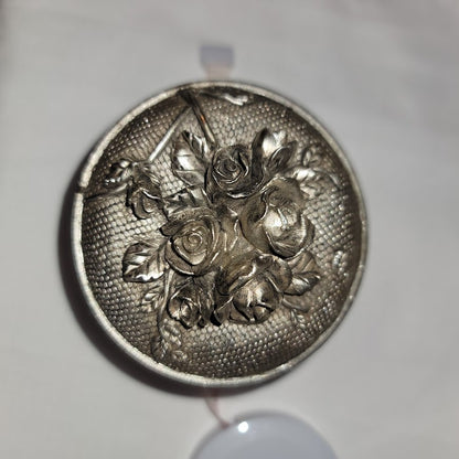Jewelry Trinket Box Vanity Box Art Nouveau Style Resin Repousse Silvertone Lined