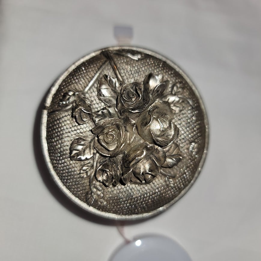 Jewelry Trinket Box Vanity Box Art Nouveau Style Resin Repousse Silvertone Lined