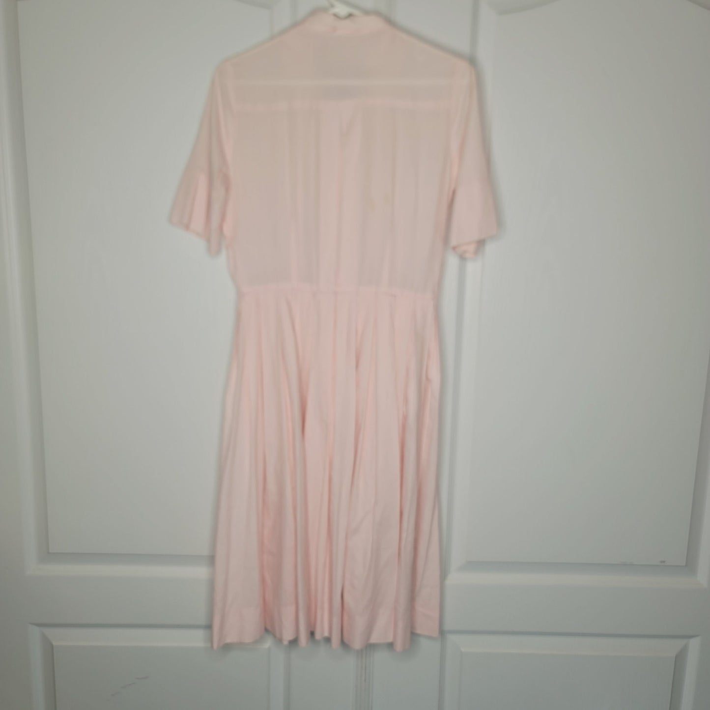 Vintage light Pink Dress Pleated short sleeve Summer 50s fit flare  Small/Medium