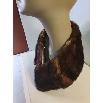 Vintage Brown Real Fur Collar Wrap Stole collar damaged Costume Crafting