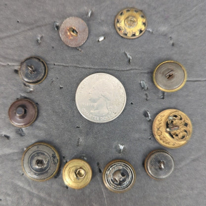 LOT L of 10 Antique Vintage Victorian Brass Mixed Materials Buttons ESTATE FIND