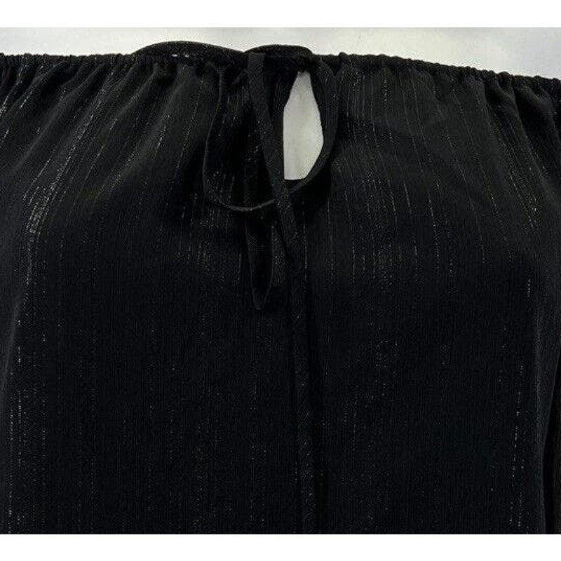 Wayf Dede & Emily Sarah Metallic Off Shoulder Top Sz XL/Extra Large in Black NWT