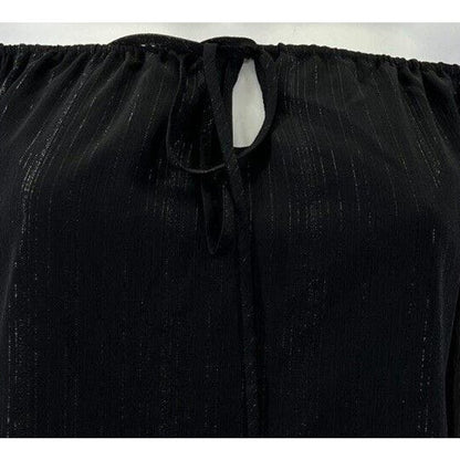 Wayf Dede & Emily Sarah Metallic Off Shoulder Top Sz XL/Extra Large in Black NWT