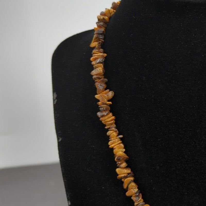 Vintage Fashion Necklace earthtone chippy stone shell boho