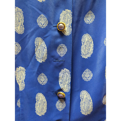 Leslie Fay vintage drop waist 18 dress Blue white Paisley summer garden Plus