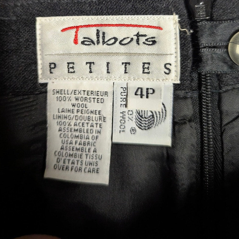 Vintage Talbots Charcoal Gray Worsted Wool Midi Skirt 4P Quiet Luxury 90s pencil