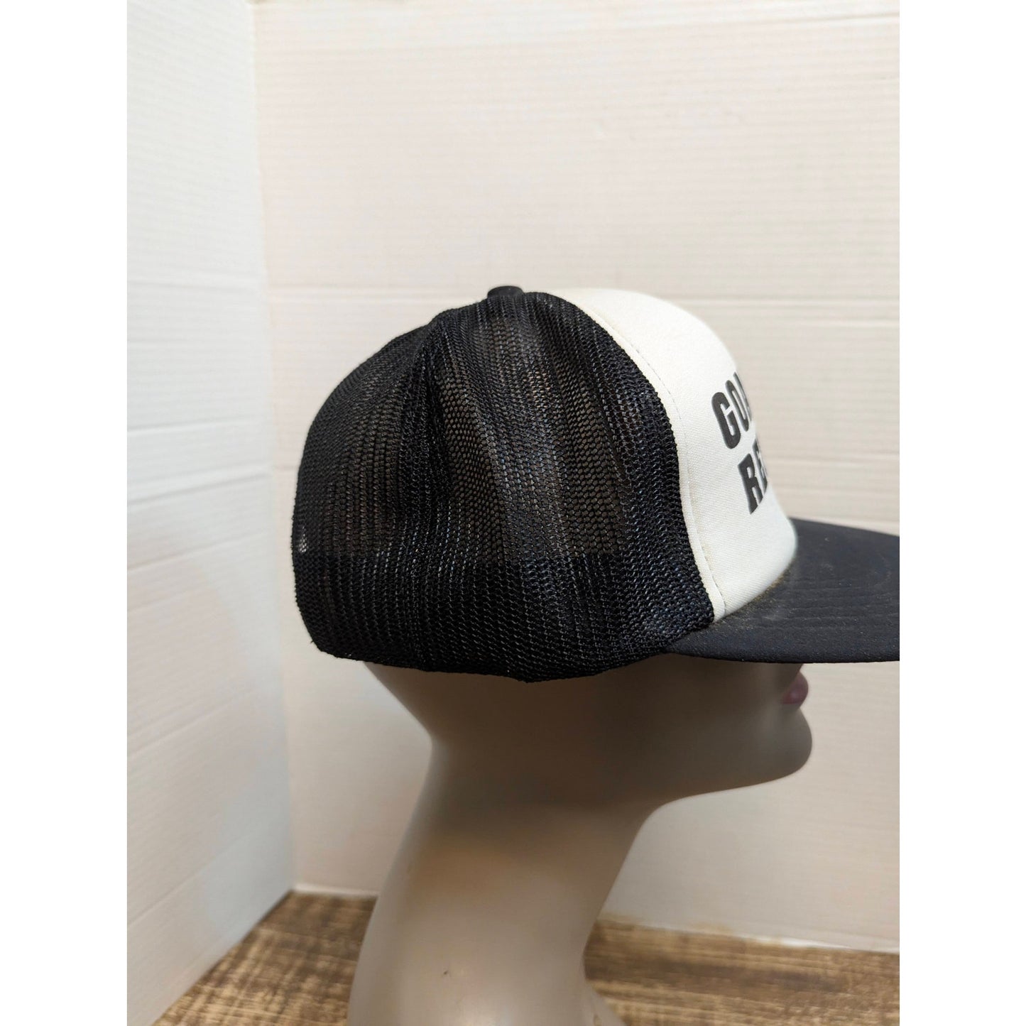 Vintage Goat Hill Reunion Black White Trucker Snapback Baseball Cap Hat Y2K