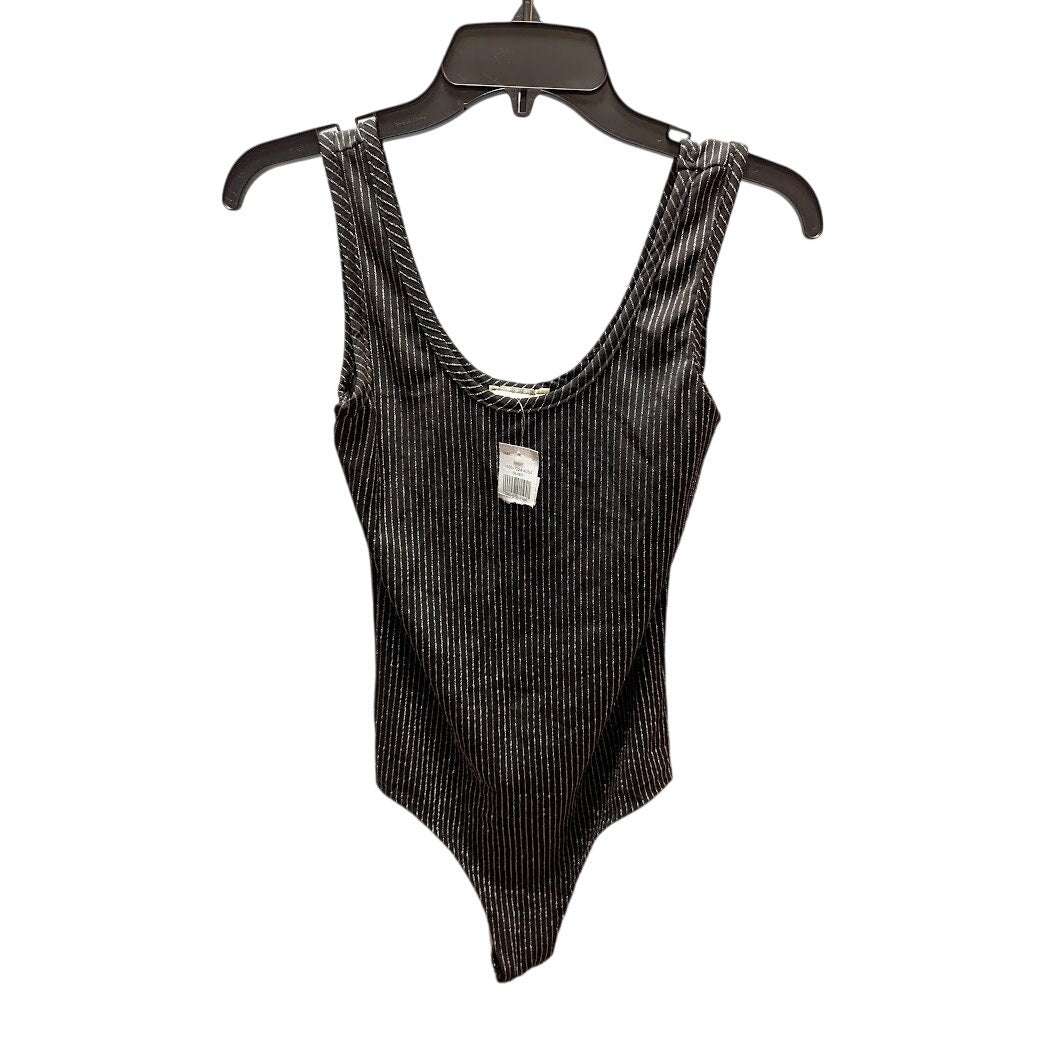 Beware size Large Bodysuit Tank Sleeveless NEW Black silver striped Top layers