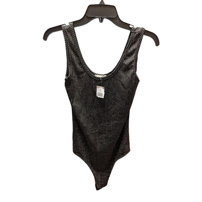 Beware size Large Bodysuit Tank Sleeveless NEW Black silver striped Top layers