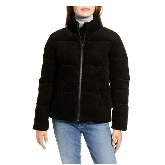MARC NEW YORK NWT $129 SUPER PUFFER CORDUROY COTTON BLACK JACKET Small NEW