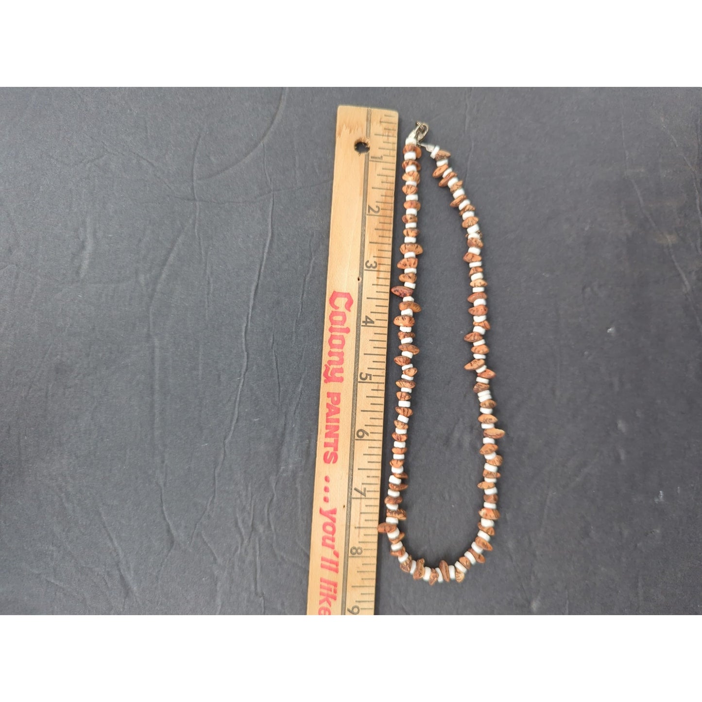 Vintage Goldstone Sunstone Chip Bead Necklace White Tube Spacer Beachy Boho