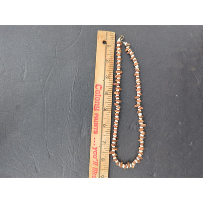Vintage Goldstone Sunstone Chip Bead Necklace White Tube Spacer Beachy Boho