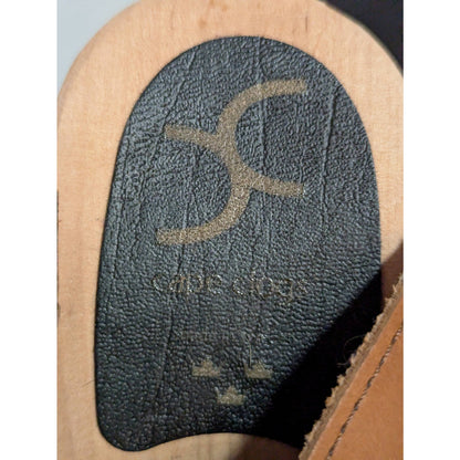 Cape Clogs Swedish Tan Leather Wooden Mule Clogs - EU 38 US 7.5